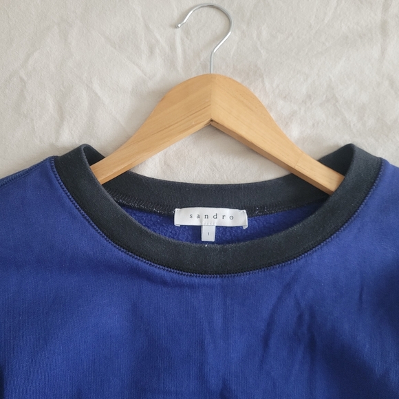 Sandro Blue Sweater Zipper Details Size 1 (Small) Cotton - Picture 5 of 8